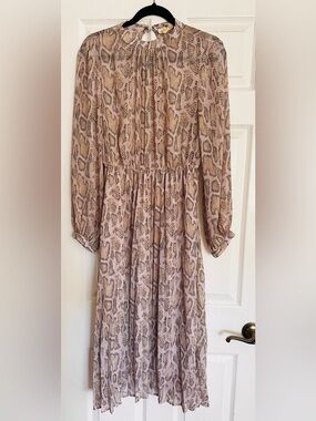 MELLODAY Neutral Snake-Print Midi Dress